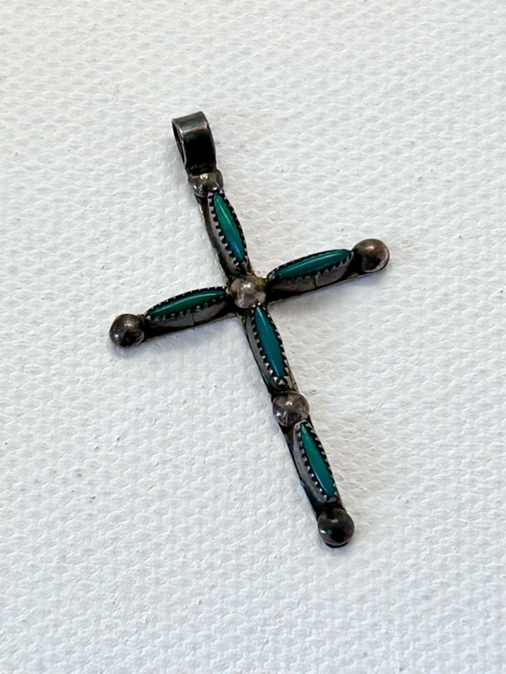Turquoise Inlay Cross Pendant - Elegant Women's Jewelry